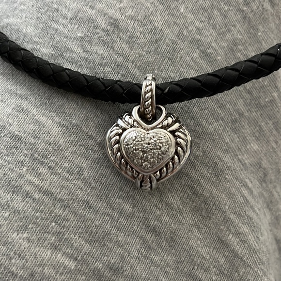 Judith Ripka Sterling Collection Leather Chocker with 2 Pendants - Picture 2 of 6